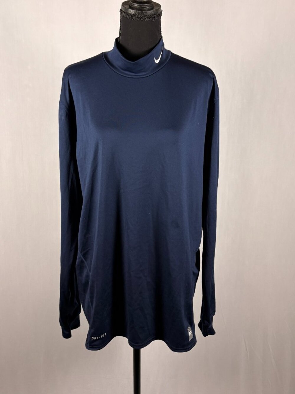 Nike Pro Combat Dri-FIT Fitted Mock Neck Top | Men’s XXL | Navy Blue Long Sleeve